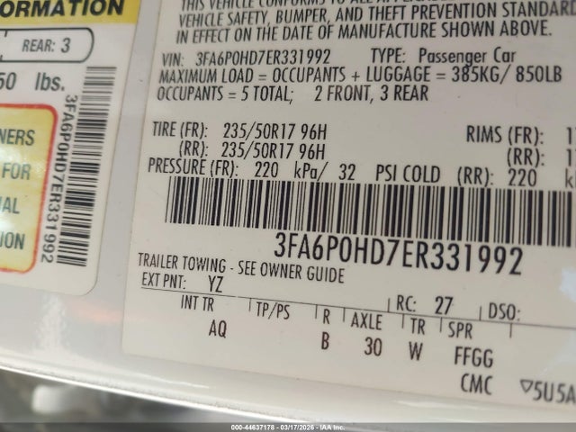 Ford FUSION SE 2014 3FA6P0HD7ER331992 Image 9