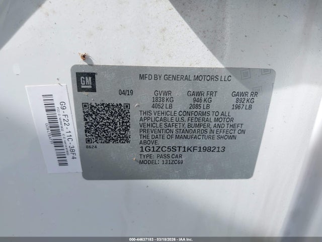 1G1ZC5ST1KF198213 Chevrolet Malibu 1fl