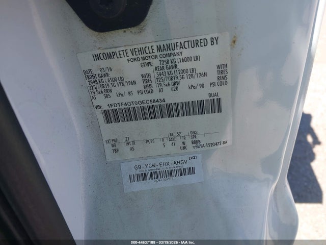 1FDTF4GT0GEC58434 Ford F-450 Chassis Xl