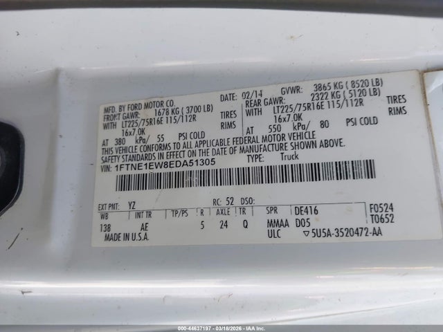 1FTNE1EW8EDA51305 Ford E-150 Commercial