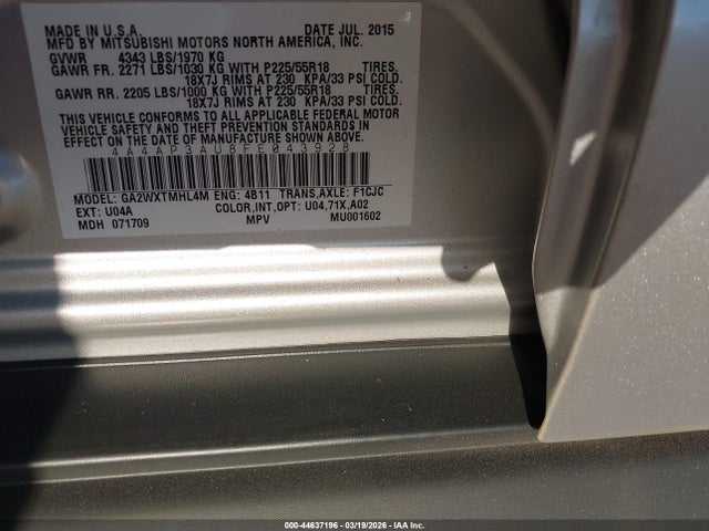 Mitsubishi Outlander Sport Es 2015 4A4AP3AU8FE043928 Image 9