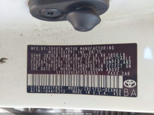 5YFBURHE8FP350931 Toyota COROLLA LE