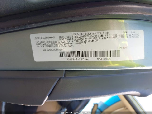 Aukcja sprzedaży 2006 Subaru B9 Tribeca Limited 5-passenger, vin: 4S4WX83C664428517, numer aukcji: 44637300