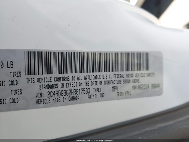Dodge Grand Caravan Se 2017 2C4RDGBG2HR817583 Image 9