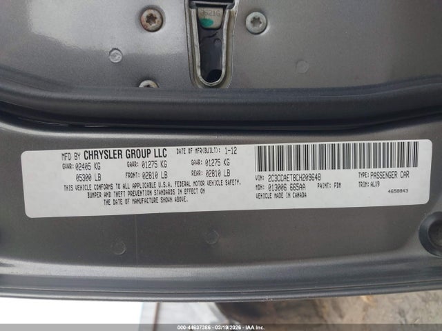Aukcja sprzedaży 2012 Chrysler 300c, vin: 2C3CCAET8CH209648, numer aukcji: 44637386
