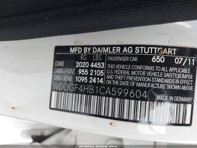 Продаж на аукціоні авто 2012 Mercedes-benz C 250 Sport, vin: WDDGF4HB1CA599604, номер лоту: 44637412