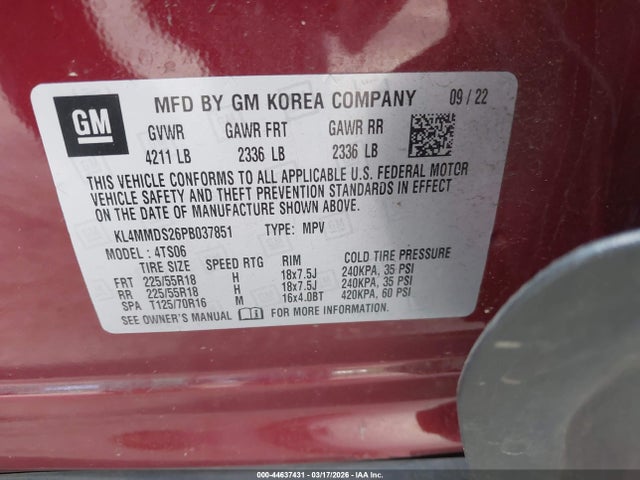 Aukcja sprzedaży 2023 Buick Encore Gx Select Fwd, vin: KL4MMDS26PB037851, numer aukcji: 44637431