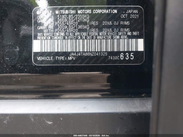 2022 MITSUBISHI OUTLANDER JA4J4TA86NZ041325 Photo 8