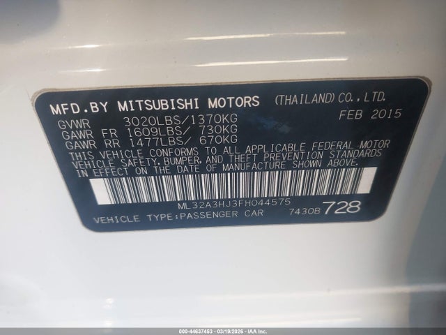2015 MITSUBISHI MIRAGE ML32A3HJ3FH044575 Photo 8