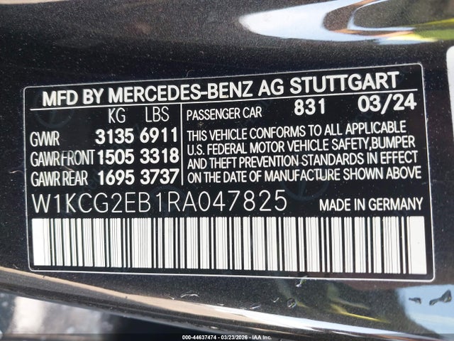 W1KCG2EB1RA047825 Mercedes-Benz Eqs 450 4matic