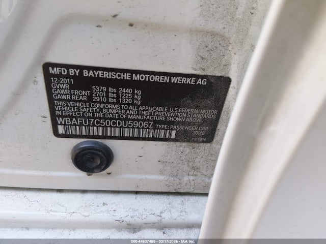 Aukcja sprzedaży 2012 Bmw 535i Xdrive, vin: WBAFU7C50CDU59067, numer aukcji: 44637485