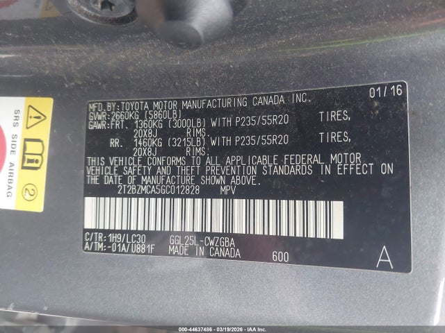 2T2BZMCA5GC012828 Lexus Rx 350 F Sport