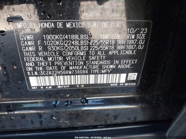 Продаж на аукціоні авто 2024 Honda Hr-v Awd Sport/awd Sport W/o Bsi, vin: 3CZRZ2H56RM738088, номер лоту: 44637494