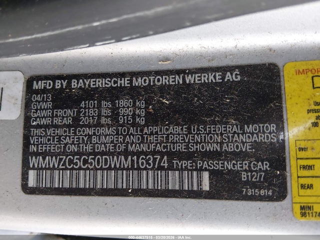 2013 MINI COOPER WMWZC5C50DWM16374 Photo 8