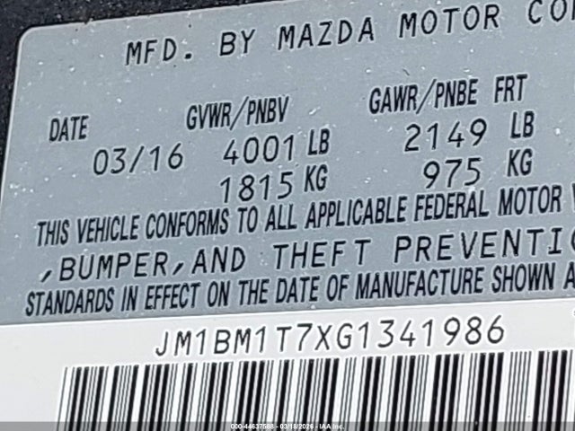 2016 Mazda Mazda3 I Sport მანქანა იყიდება აუქციონზე, vin: JM1BM1T7XG1341986, აუქციონის ნომერი: 44637588