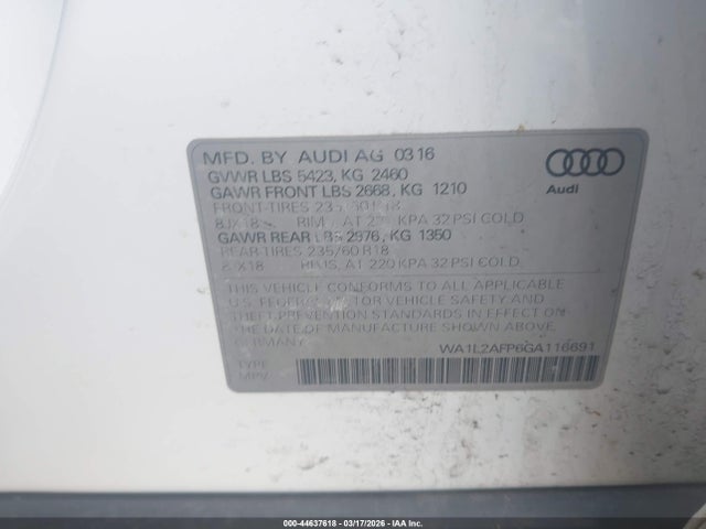 WA1L2AFP6GA116691 Audi Q5 2.0t Premium
