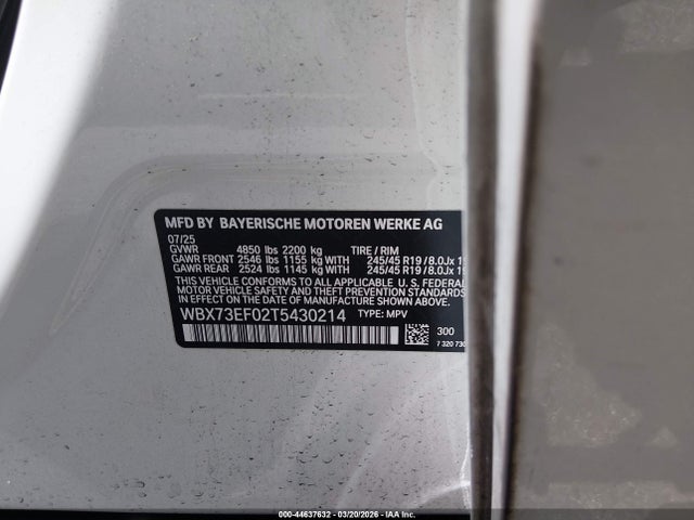 Продажа на аукционе авто 2026 Bmw X1 Xdrive28i, vin: WBX73EF02T5430214, номер лота: 44637632