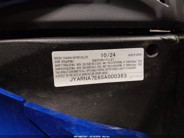 JYARNA7E6SA000383 Yamaha Yzf1000