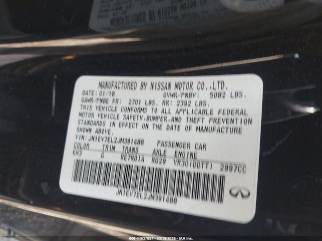 Aukcja sprzedaży 2018 Infiniti Q60 3.0t Luxe, vin: JN1EV7EL2JM391488, numer aukcji: 44637657