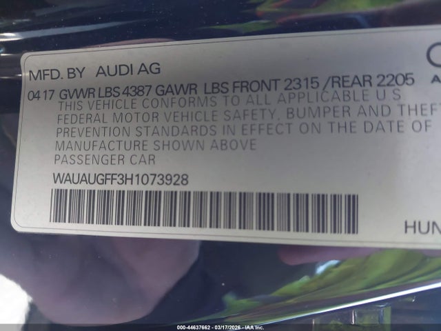 2017 AUDI A3 WAUAUGFF3H1073928 Photo 8