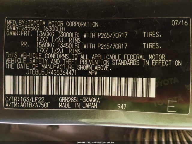 JTEBU5JR4G5364471 Toyota 4runner Trd Pro
