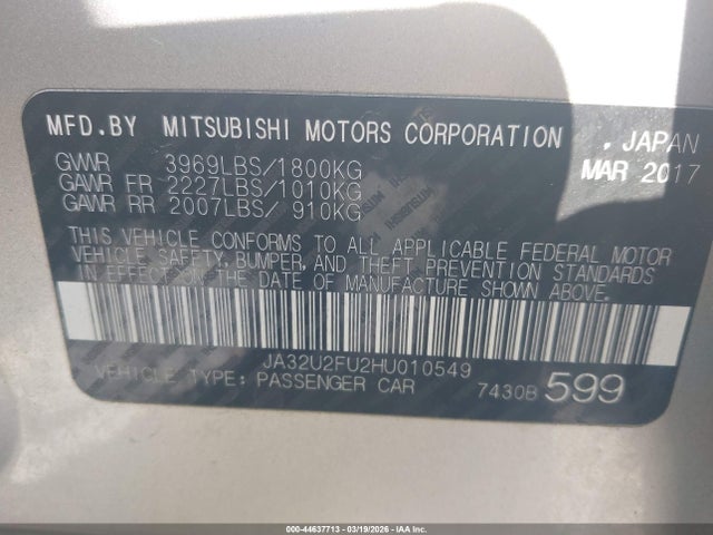 2017 MITSUBISHI LANCER JA32U2FU2HU010549 Photo 8
