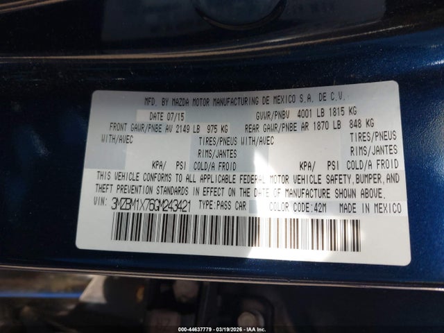 Продаж на аукціоні авто 2016 Mazda Mazda3 I Grand Touring, vin: 3MZBM1X76GM243421, номер лоту: 44637779