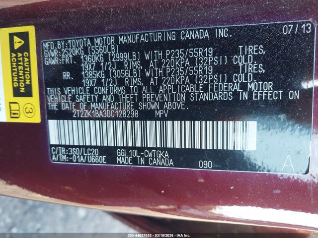 Продажа на аукционе авто 2013 Lexus Rx 350, vin: 2T2ZK1BA3DC128298, номер лота: 44637852