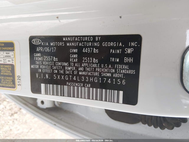 5XXGT4L33HG174156 KIA Optima Lx