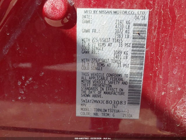Nissan ROGUE SV 2018 5N1AT2MVXJC803083 Image 9