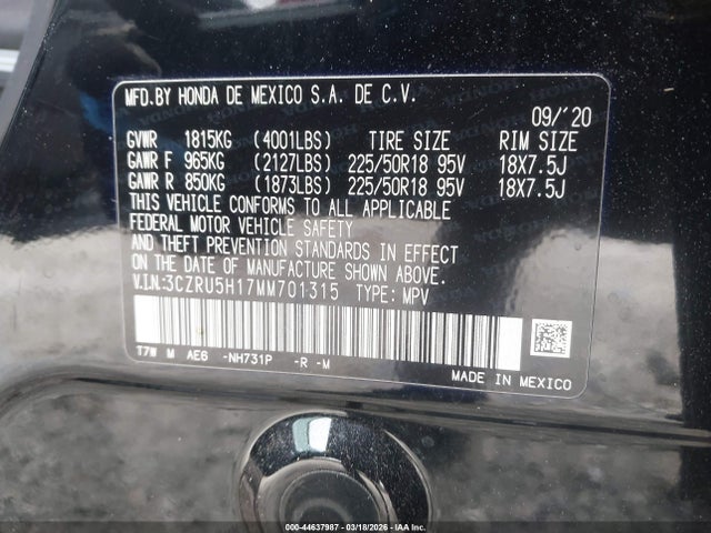 3CZRU5H17MM701315 Honda Hr-v 2wd Sport