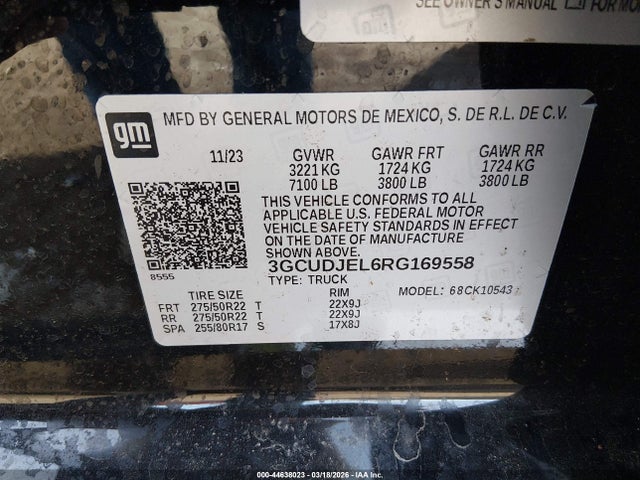 3GCUDJEL6RG169558 Chevrolet Silverado 1500 4wd Short Bed High Country