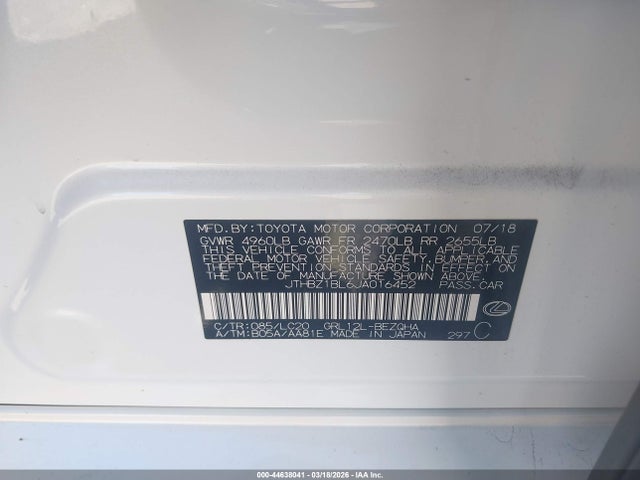 44638041 :رقم المزاد ، JTHBZ1BL6JA016452 vin ، 2018 Lexus Gs 350 مزاد بيع