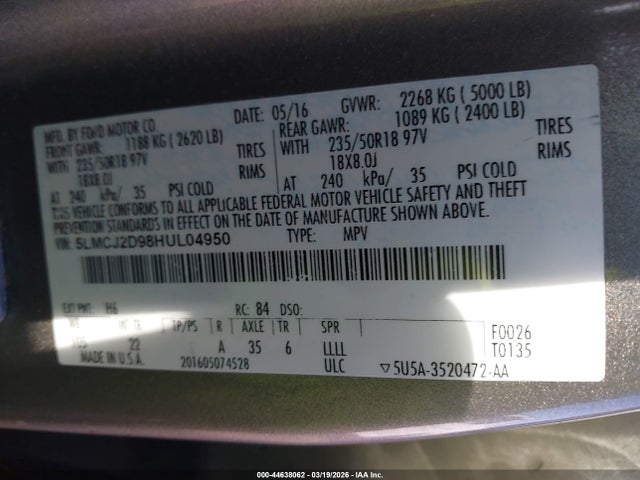 2017 LINCOLN MKC 5LMCJ2D98HUL04950 Photo 8