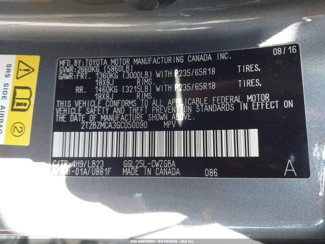 2016 Lexus Rx 350 მანქანა იყიდება აუქციონზე, vin: 2T2BZMCA3GC050090, აუქციონის ნომერი: 44638093