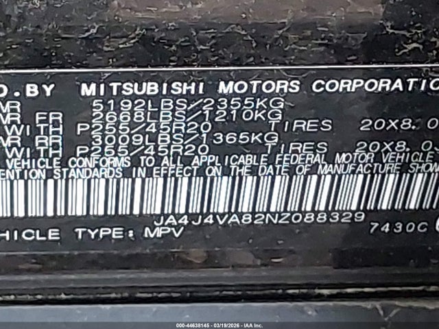 Продаж на аукціоні авто 2022 Mitsubishi Outlander Sel 2.5 S-awc/sel Launch Edition S-awc/sel Special Edition S-awc, vin: JA4J4VA82NZ088329, номер лоту: 44638145