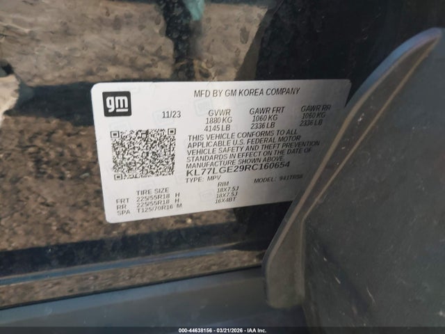 Aukcja sprzedaży 2024 Chevrolet Trax Fwd 1rs, vin: KL77LGE29RC160654, numer aukcji: 44638156