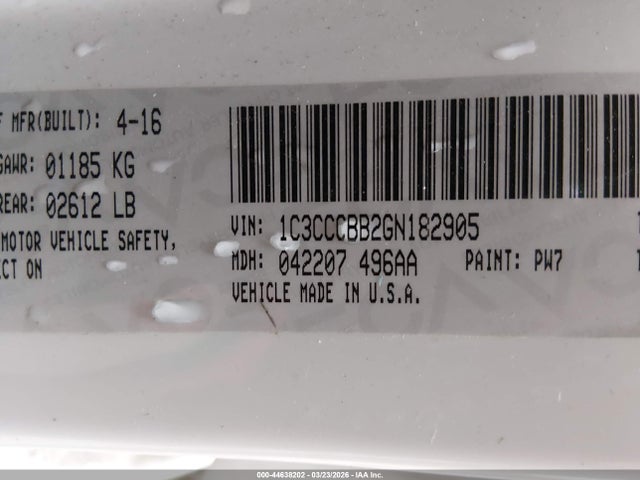 Продажа на аукционе авто 2016 Chrysler 200 S, vin: 1C3CCCBB2GN182905, номер лота: 44638202