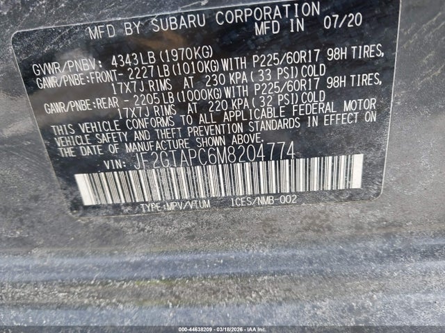 2021 SUBARU CROSSTREK JF2GTAPC6M8204774 Photo 8