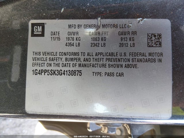 Продажа на аукционе авто 2016 Buick Verano, vin: 1G4PP5SK3G4130875, номер лота: 44638224