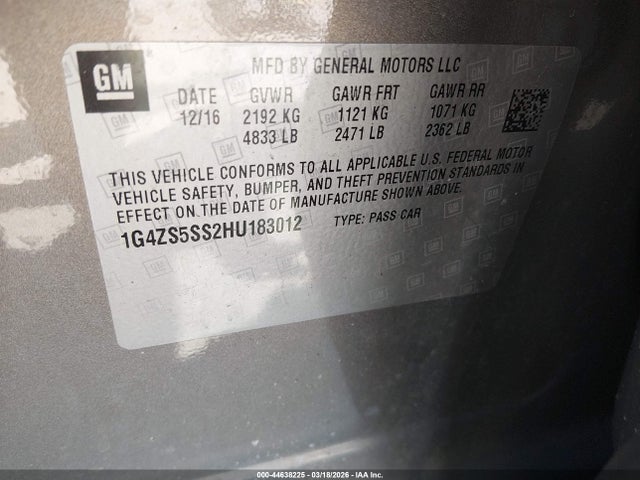 Aukcja sprzedaży 2017 Buick Lacrosse Premium, vin: 1G4ZS5SS2HU183012, numer aukcji: 44638225