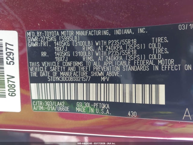 2011 TOYOTA SIENNA 5TDYK3DC0BS021577 Photo 8