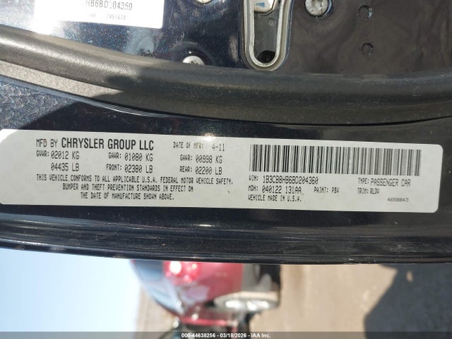 2011 Dodge Caliber Rush მანქანა იყიდება აუქციონზე, vin: 1B3CB8HB6BD204360, აუქციონის ნომერი: 44638256