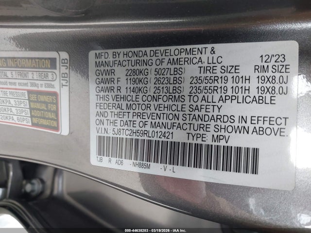 Aukcja sprzedaży 2024 Acura Rdx Technology Package, vin: 5J8TC2H59RL012421, numer aukcji: 44638283