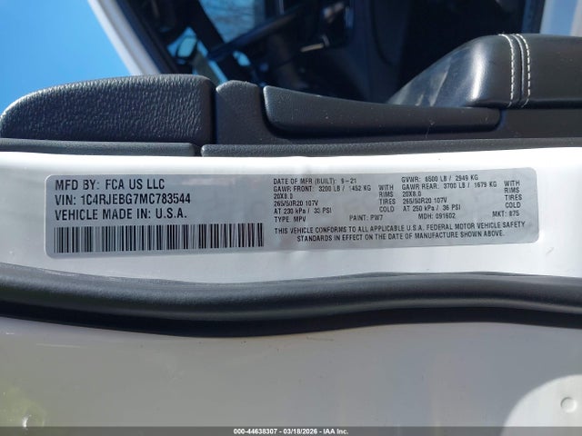Продаж на аукціоні авто 2021 Jeep Grand Cherokee 80th Anniversary 4x2, vin: 1C4RJEBG7MC783544, номер лоту: 44638307