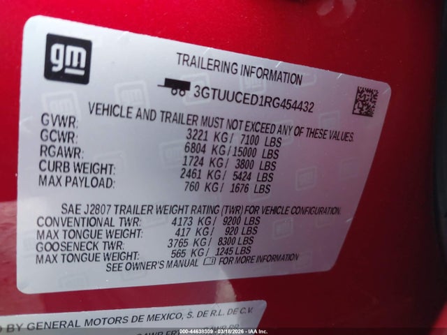 3GTUUCED1RG454432 GMC Sierra 1500 4wd Short Box Elevation With 3sb