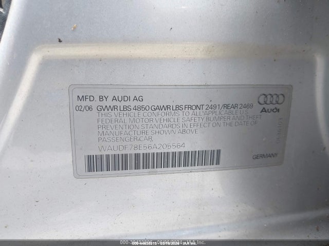 2006 AUDI A4 WAUDF78E56A205564 Photo 8