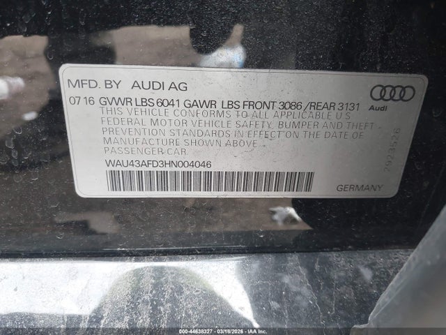 44638327 :رقم المزاد ، WAU43AFD3HN004046 vin ، 2017 Audi A8 L 4.0t Sport مزاد بيع