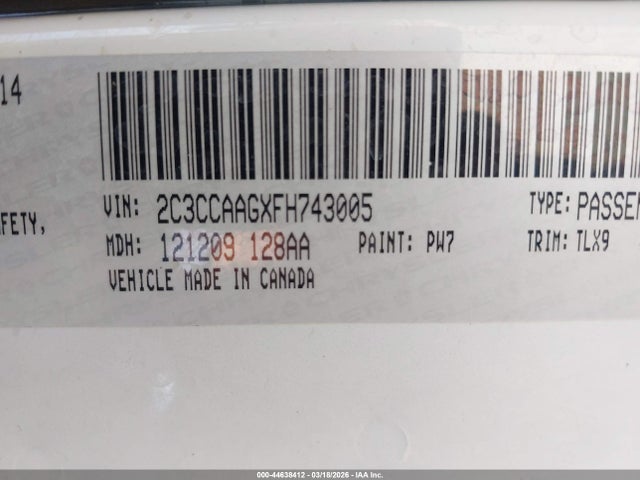 2C3CCAAGXFH743005 Chrysler 300 Limited