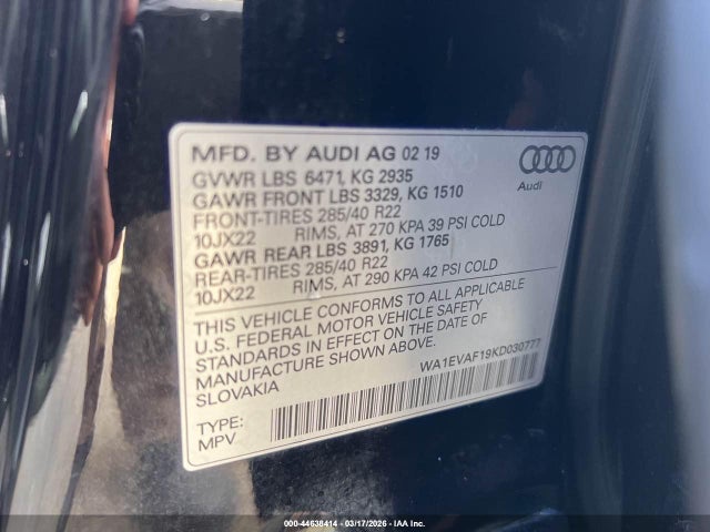 2019 AUDI Q8 WA1EVAF19KD030777 Photo 8